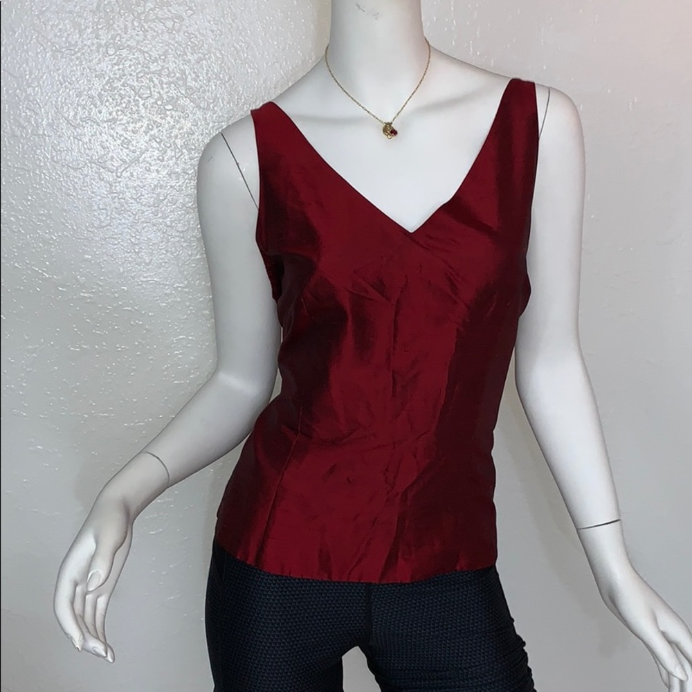 Dana Buchman Deep Bordeaux Red Silk Top 12